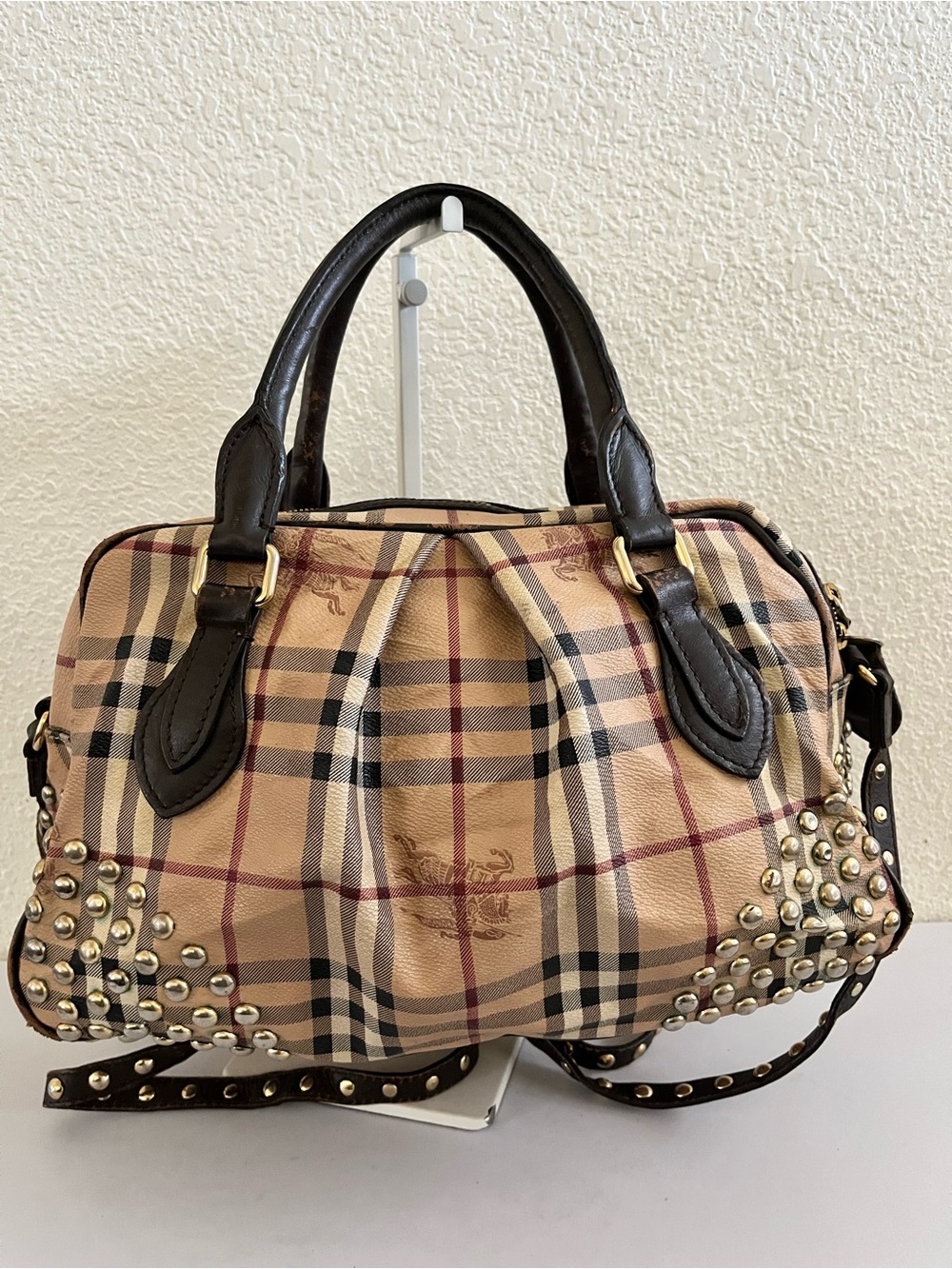 Burberry studs Haymarket shoulder bag